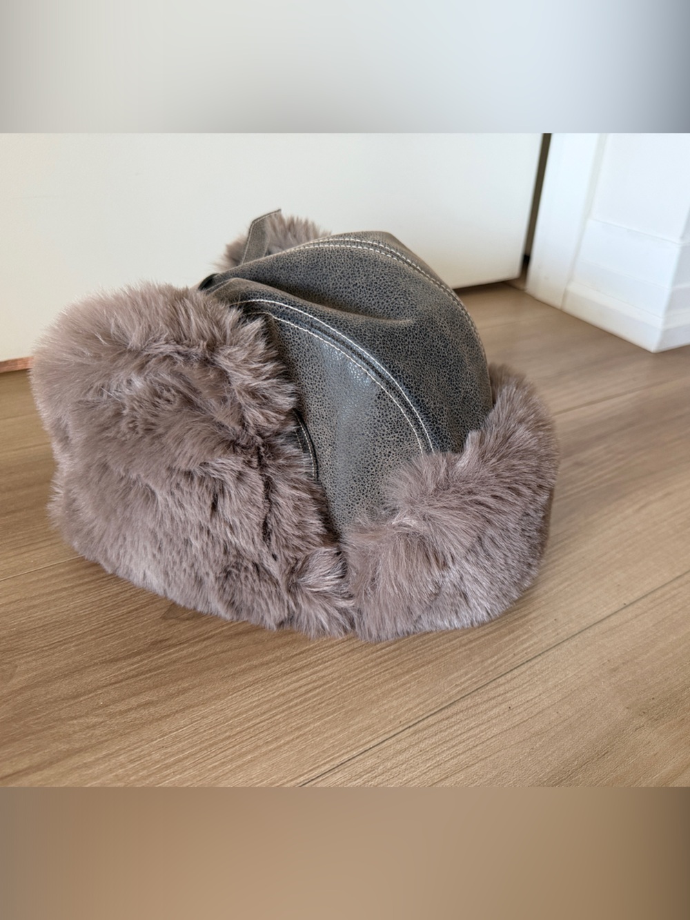 Plush Faux Fur Trapper Hat in Taupe - Women Accessories- many ways to wear